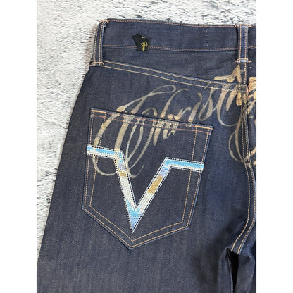 Ed Hardy Christian Audigier vintage jeans big logo pants
