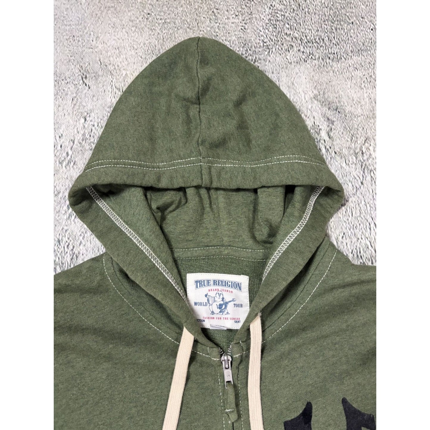 True Religion zip hoodie big logo vintage green Y2K