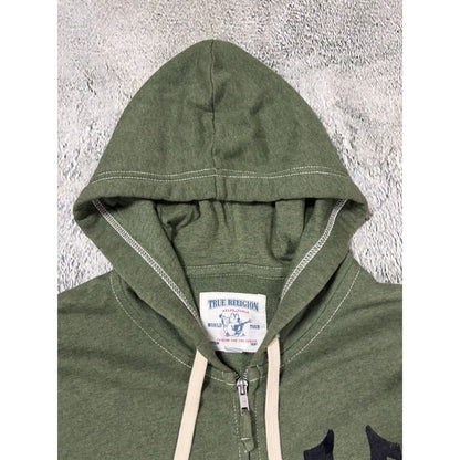 True Religion zip hoodie big logo vintage green Y2K