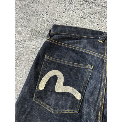 Evisu vintage jeans dark navy white seagulls selvedge denim