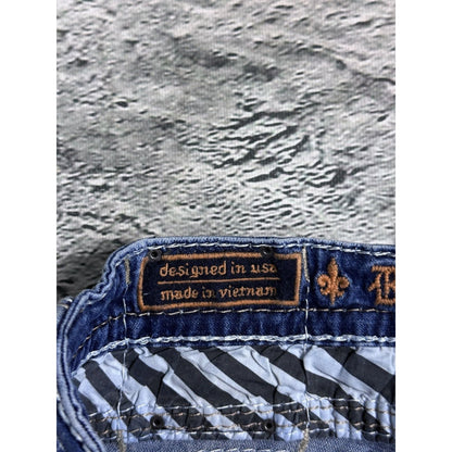 Rock Revival straight vintage blue jeans leather patch Y2K