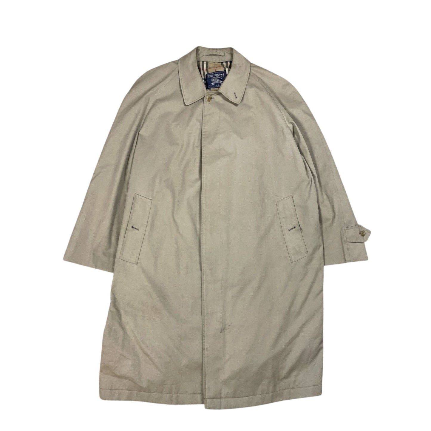 Burberrys trench coat beige wool lining vintage nova check