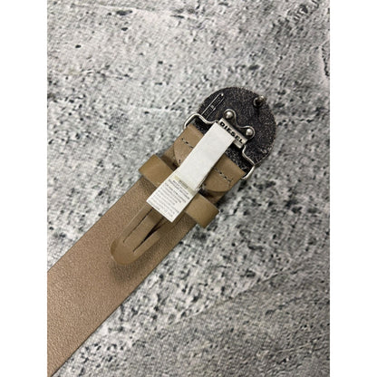 Diesel belt leather cow big buckle beige