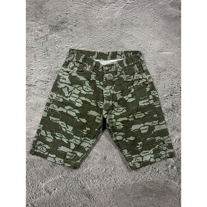 Evisu camo jorts white seagulls green made in Japan