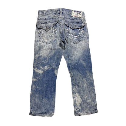 True Religion jeans washed denim white rope stitching