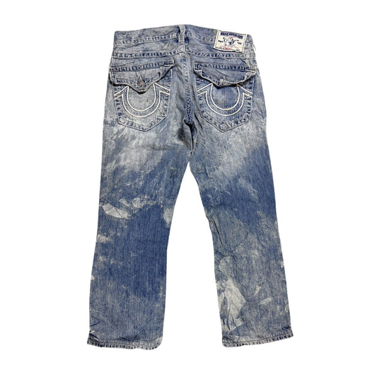 True Religion jeans washed denim white rope stitching