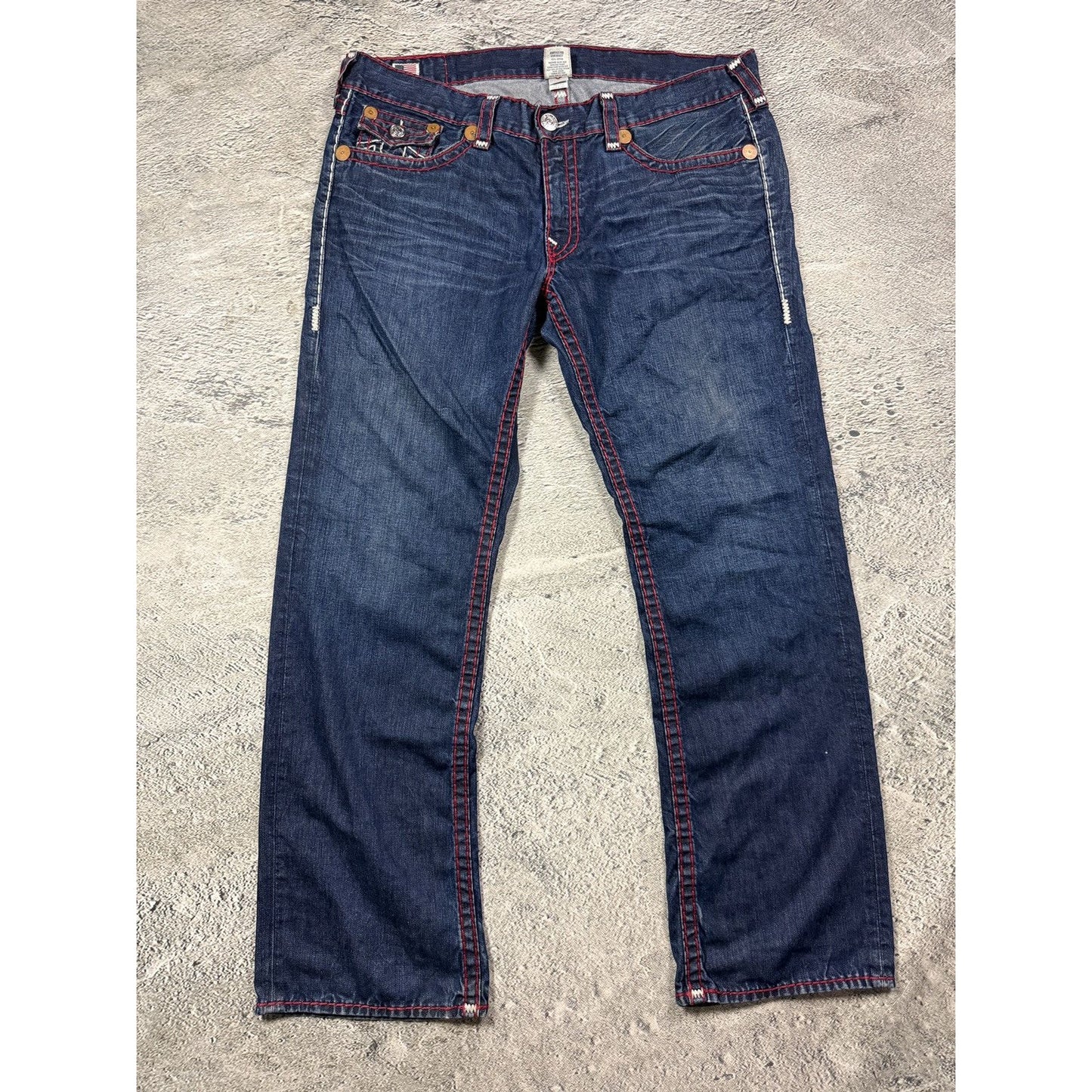 True Religion jeans red white stitch blue Ricky Super T