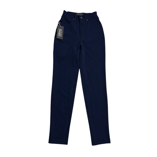 Versace Pants navy blue high rise slim jeans couture