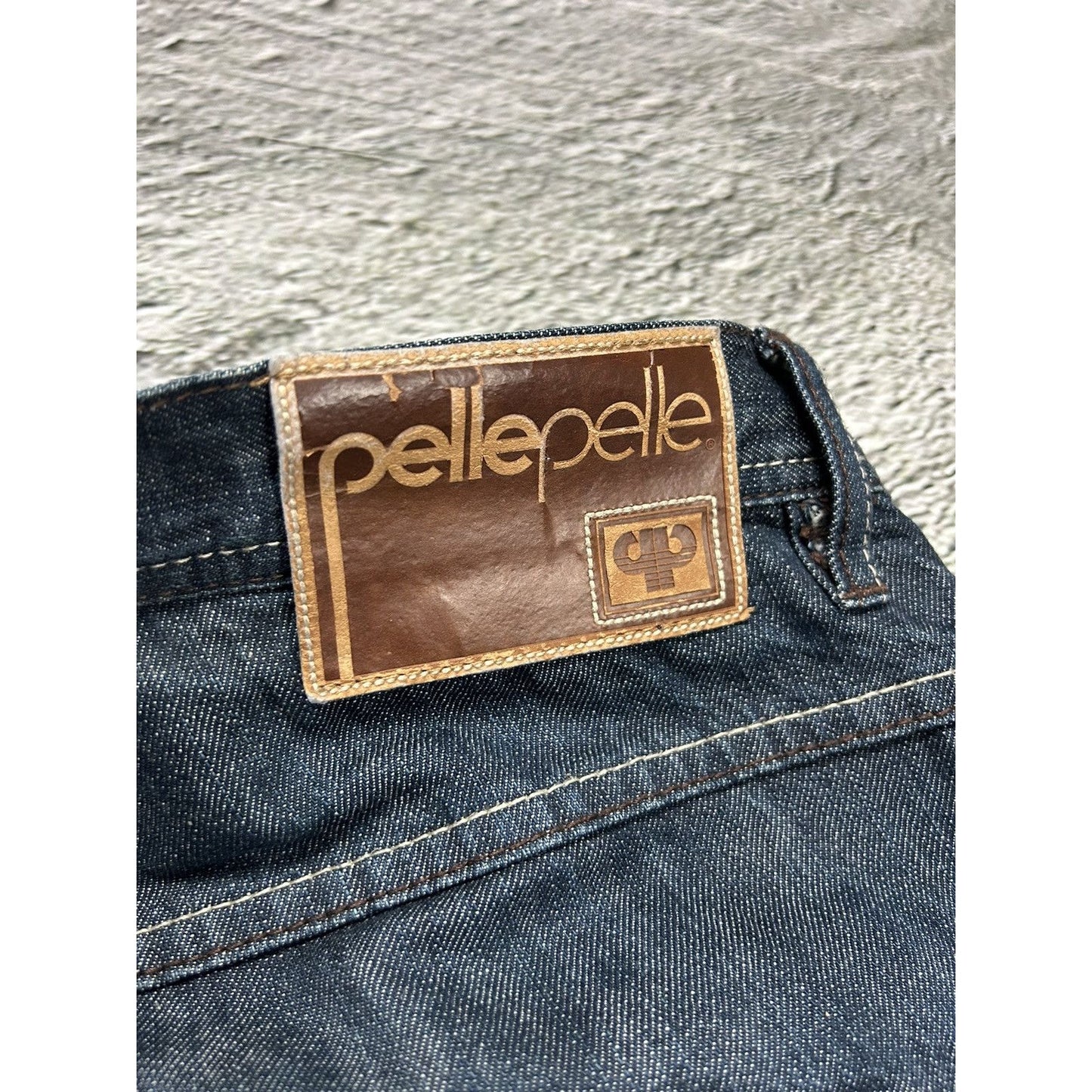 Pelle Pelle vintage navy jeans big logo Y2K baggy