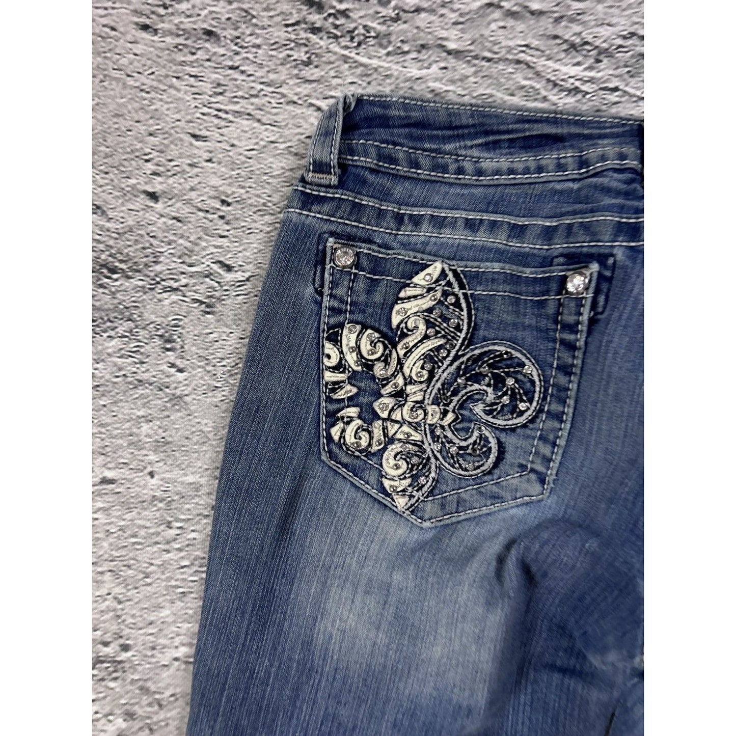 Miss Me rhinestone glitter jeans Y2K flared