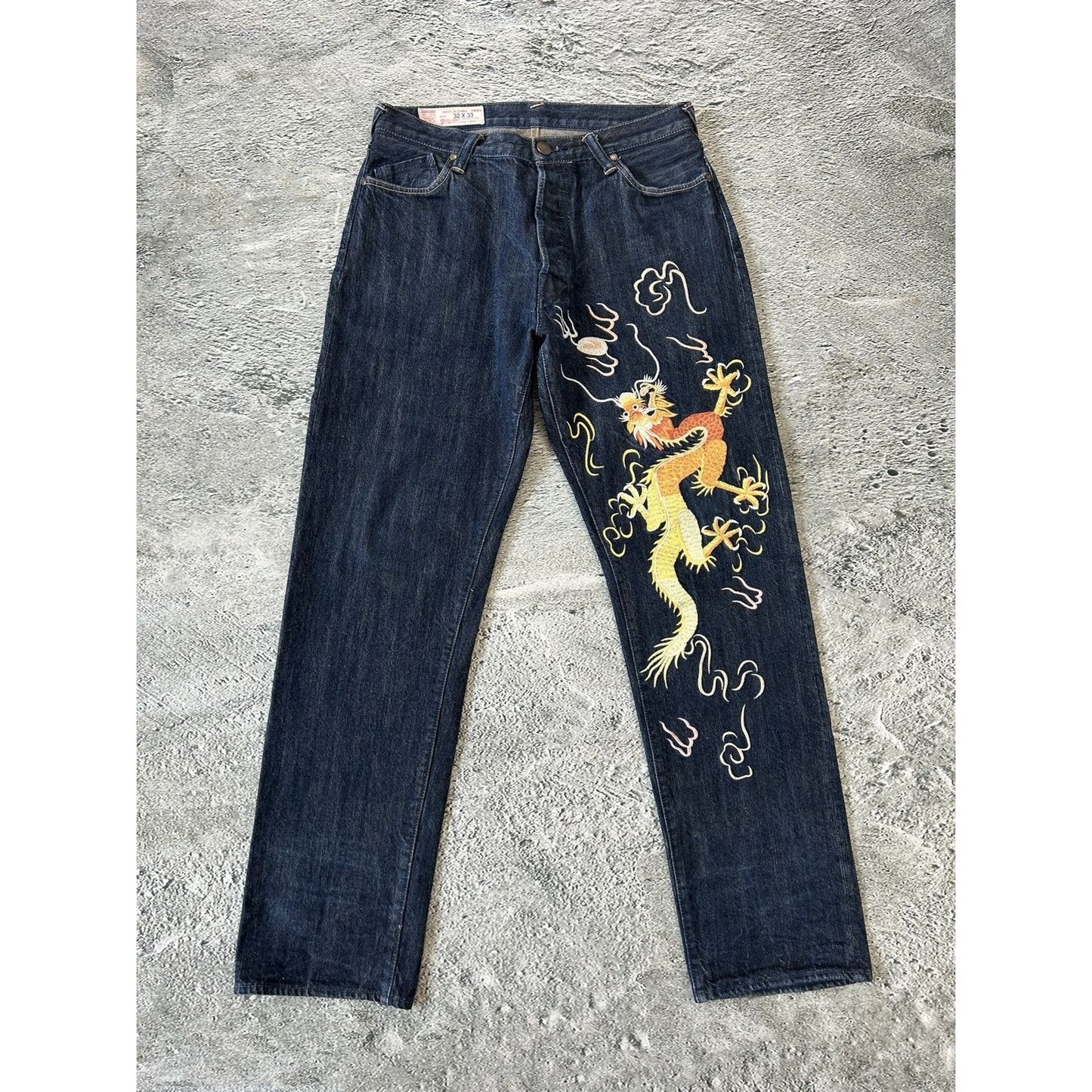 Evisu Yamane jeans vintage design selvedge embroidery dragon
