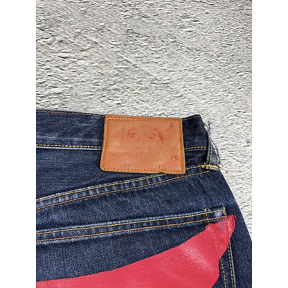 Evisu jeans daicock big logo red selvedge denim