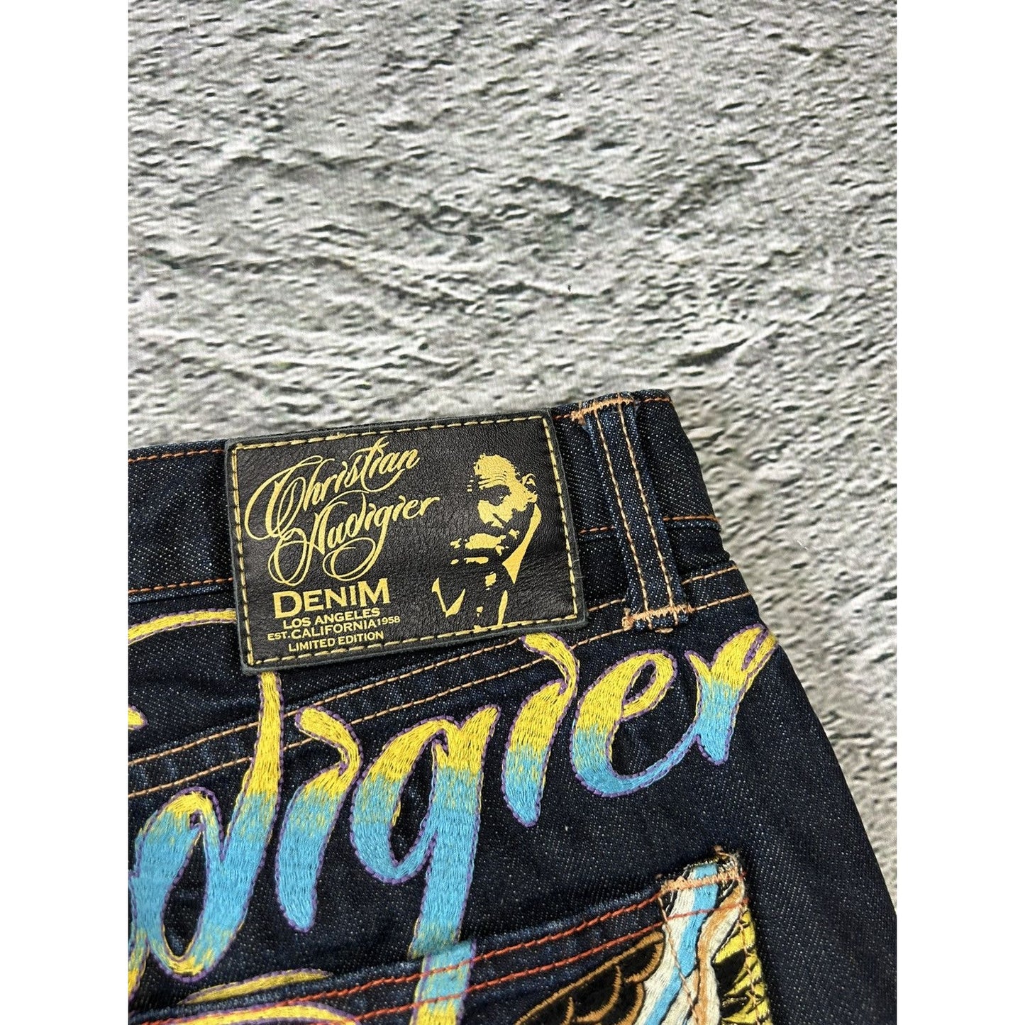 Ed Hardy Christian Audigier vintage jeans big logo pants
