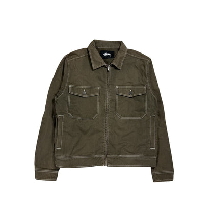 Stussy garage jacket contrast stitch workwear brown