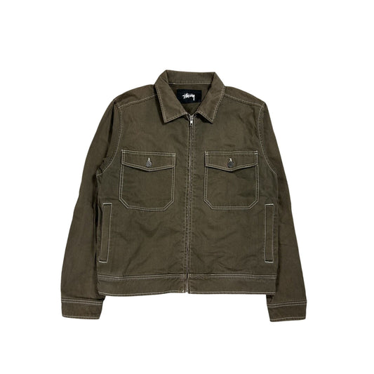 Stussy garage jacket contrast stitch workwear brown
