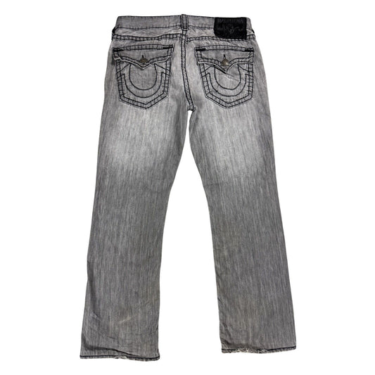True Religion grey jeans black thick stitching Y2K Logan