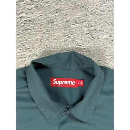 Supreme shirt rhinestones button-up green