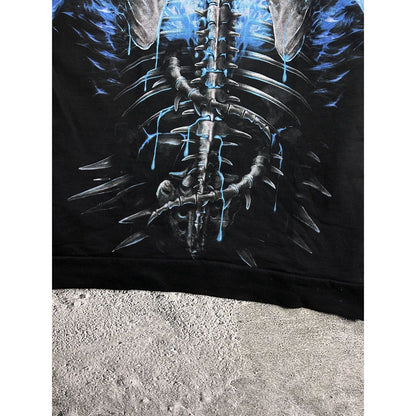 Vintage Y2K skulls flames fullprint black blue hoodie