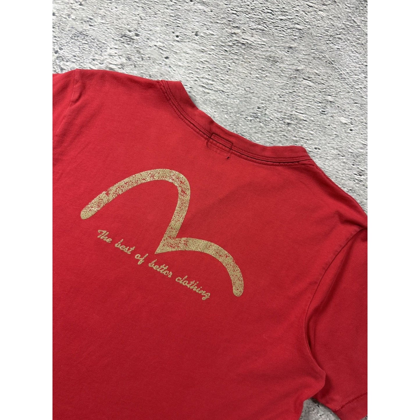 Evisu T-shirt big logo seagull brown Y2K