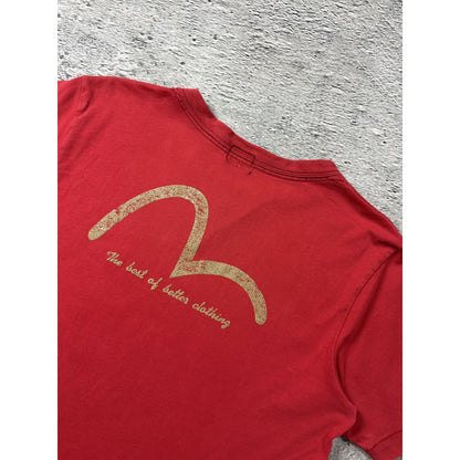 Evisu T-shirt big logo seagull brown Y2K
