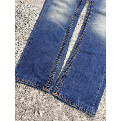 True Religion blue jeans thick stitching straight Y2K