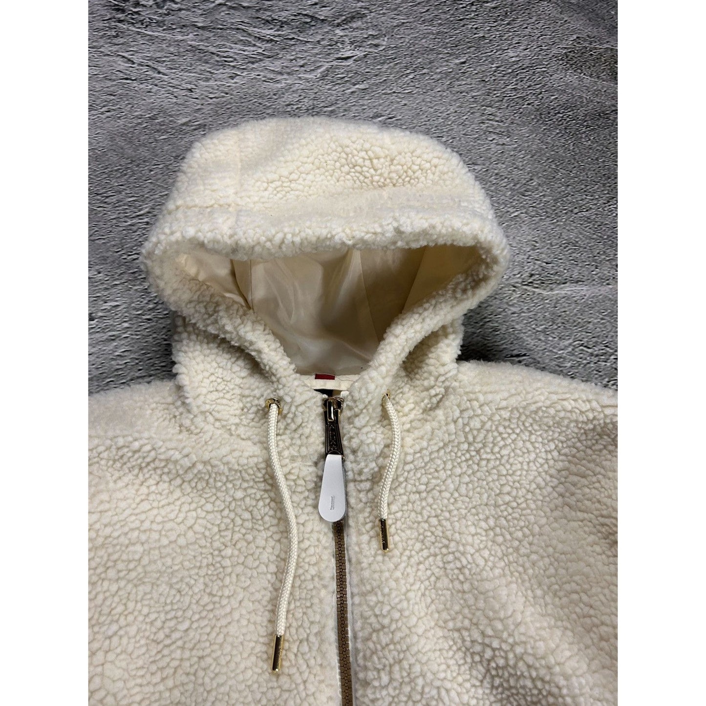 Alpha Industries sherpa zip hoodie white