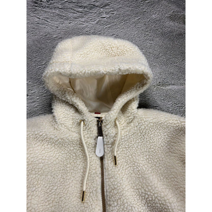 Alpha Industries sherpa zip hoodie white