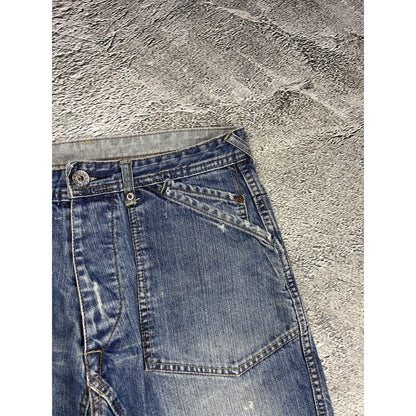 Evisu EU ED jeans vintage denim pants seagulls cargo blue