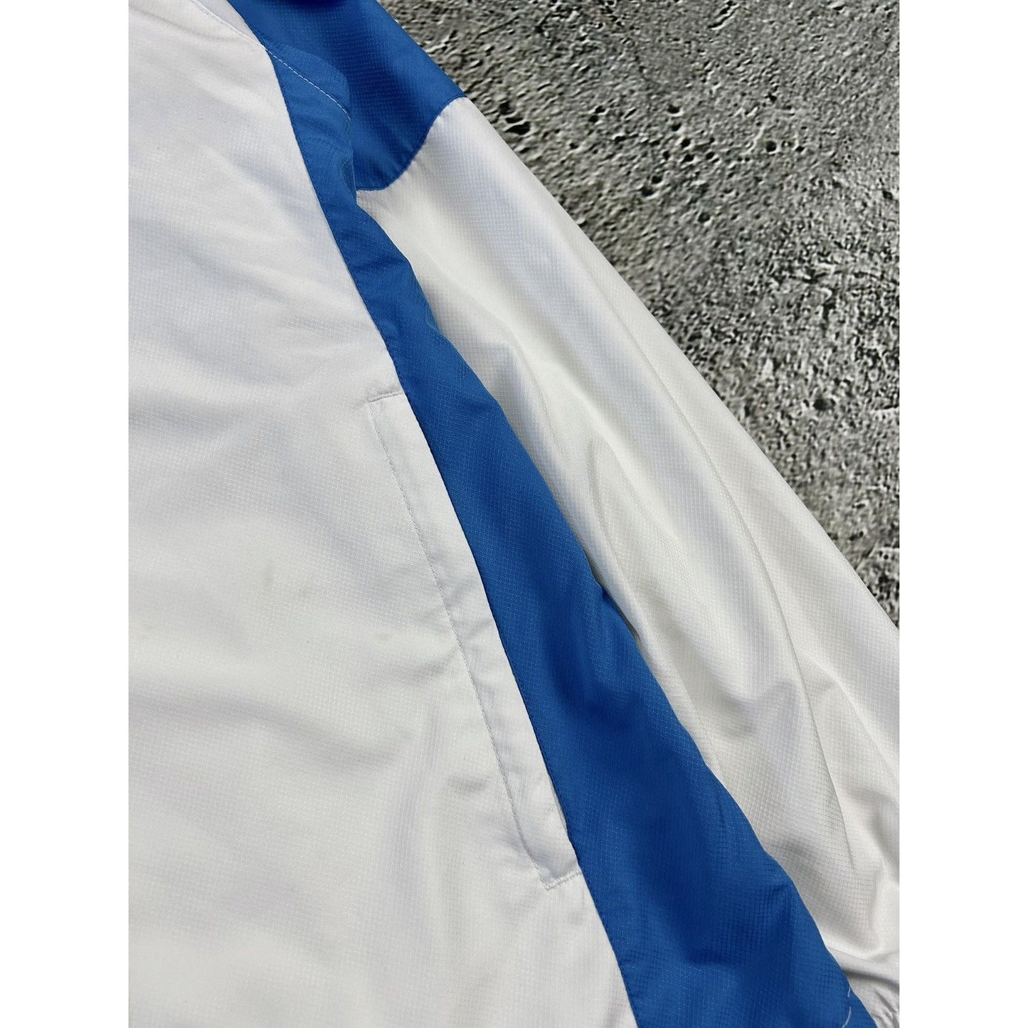 Lacoste track jacket white blue vintage nylon drill Y2K