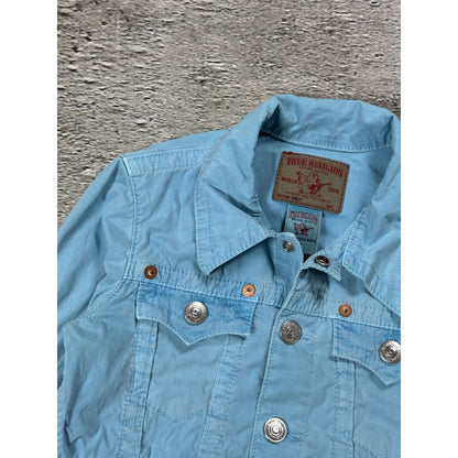 True Religion denim jacket blue turquoise Y2K vintage