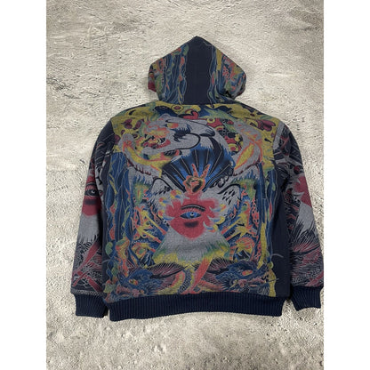 Really Point Y2K vintage zip hoodie navy fur Ed Hardy