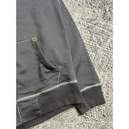 True Religion vintage grey zip hoodie white thick stitching