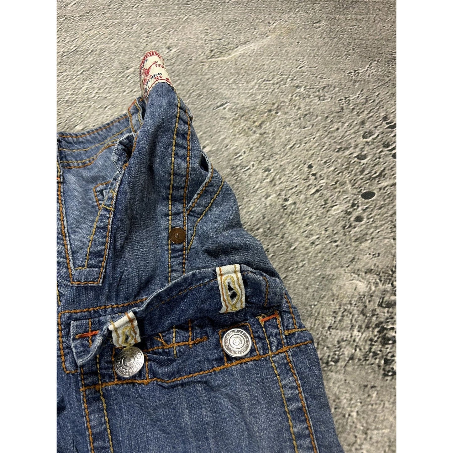 True Religion jorts vintage blue denim shorts thick stitching Y2K jeans