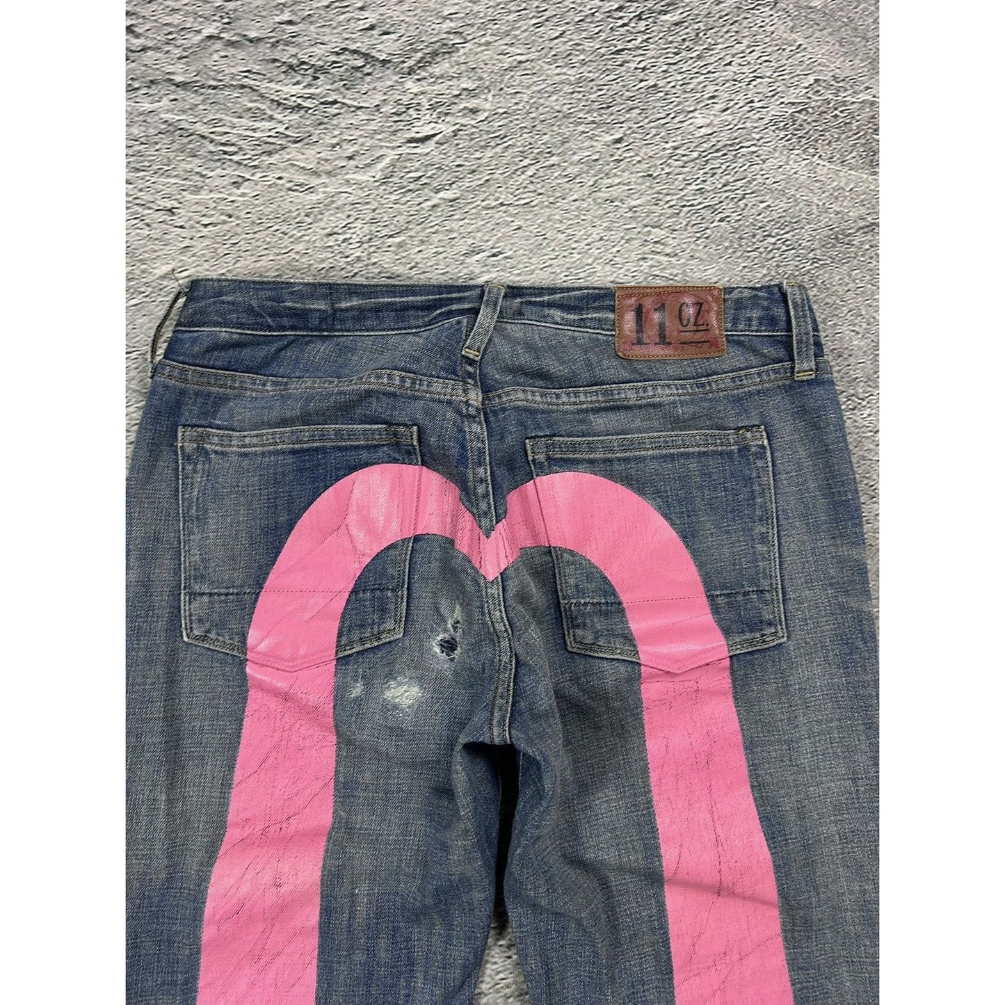Evisu jorts daicock big logo vintage pink jeans shorts