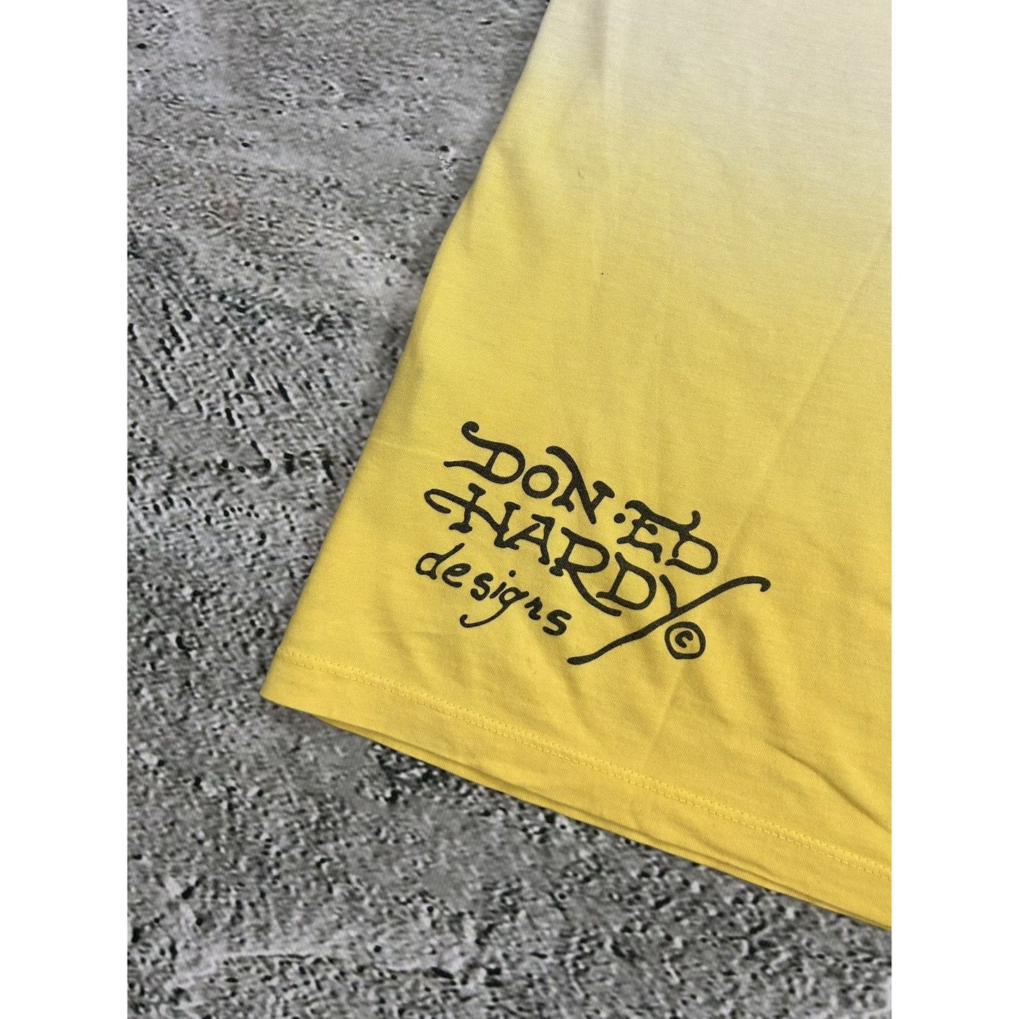 Ed Hardy Christian Audigier vintage yellow T-shirt big logo