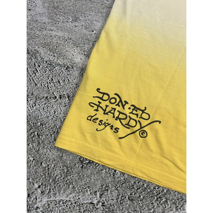 Ed Hardy Christian Audigier vintage yellow T-shirt big logo
