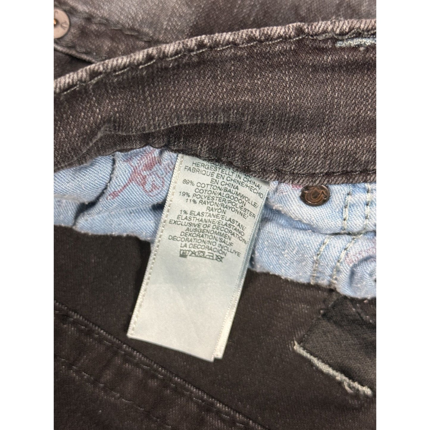 True Religion jeans biker black vintage washed