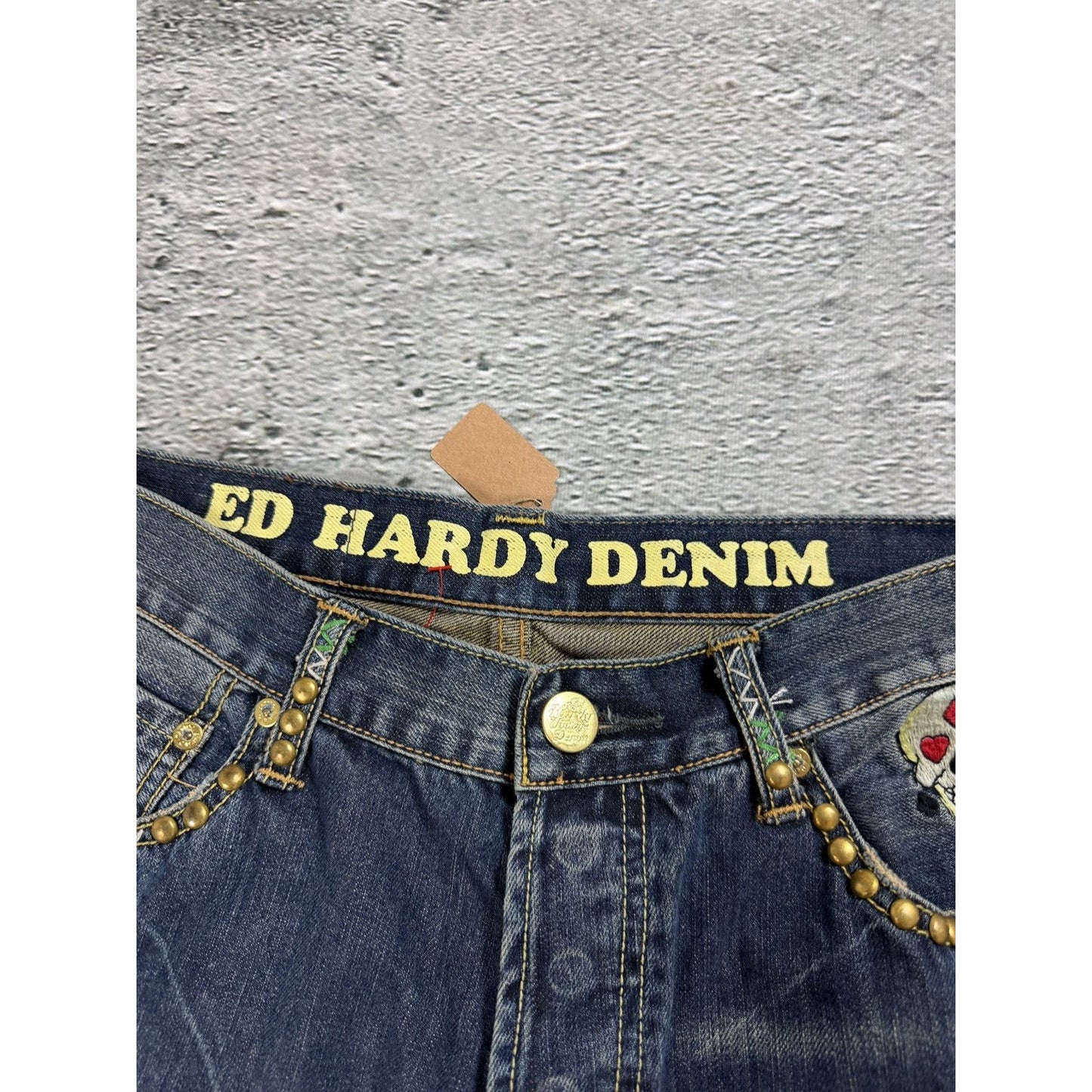 Ed Hardy Christian Audigier vintage jeans big logo pants 420