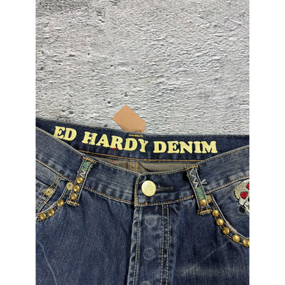 Ed Hardy Christian Audigier vintage jeans big logo pants 420