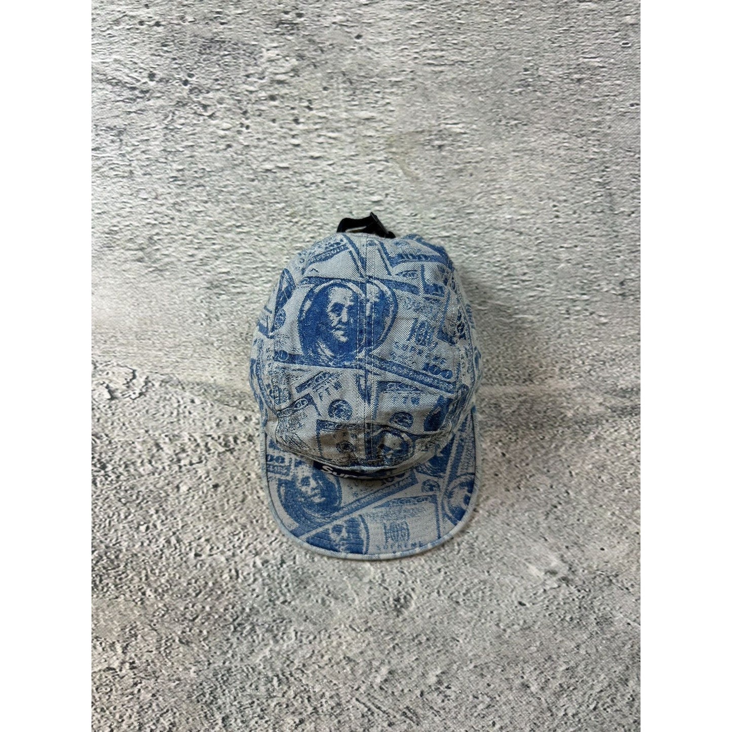 Supreme cap 5 panel baby blue money 100 dollar bill pattern