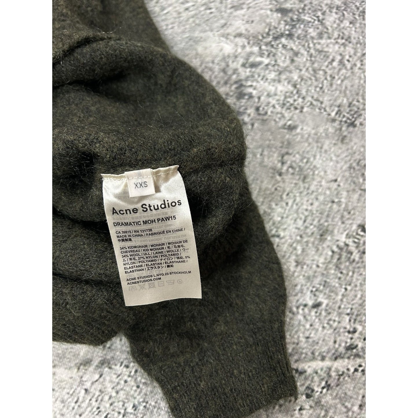 Acne Studios mohair sweater dramatic moh khaki