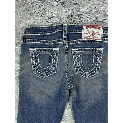 True Religion blue jeans white thick stitching Gina super T