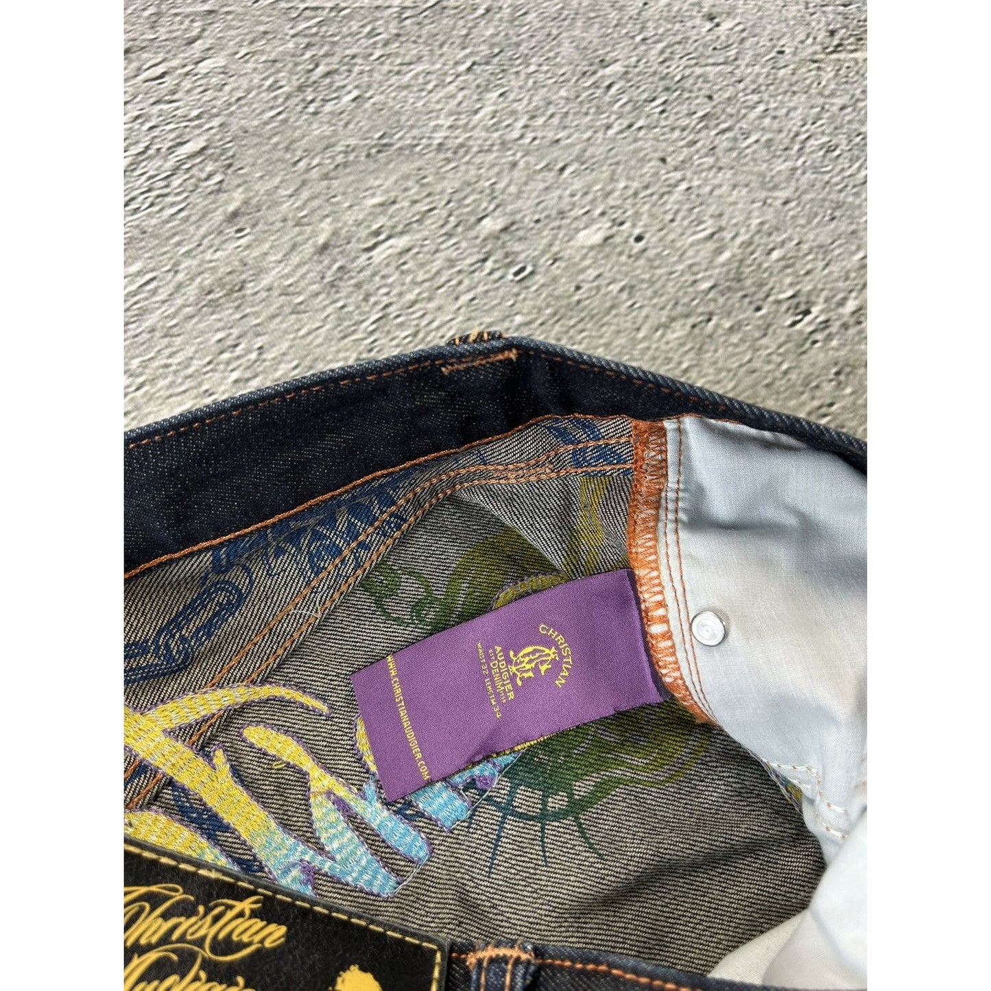 Ed Hardy Christian Audigier vintage jeans big logo pants