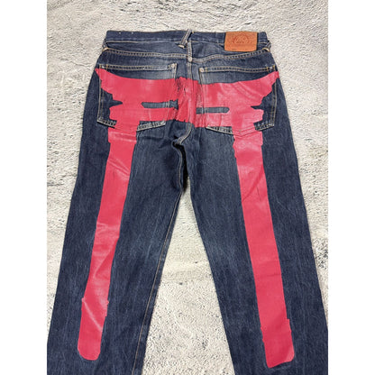 Evisu jeans daicock big logo red selvedge denim