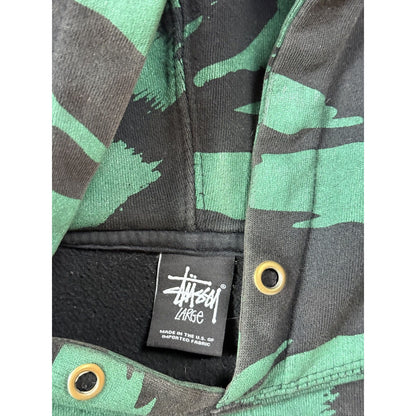Stussy hoodie camo green black tiger skull pink big logo