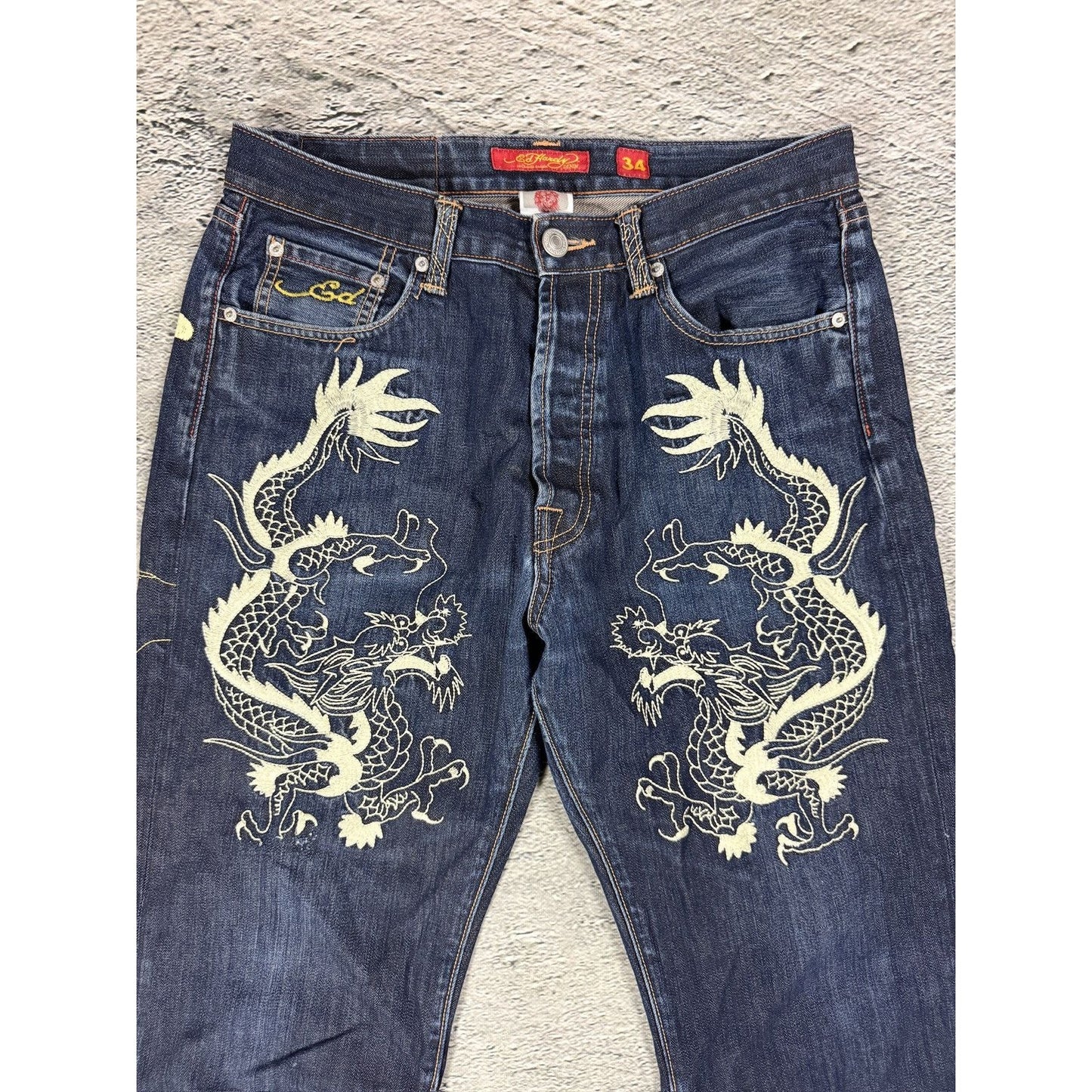 Ed Hardy Christian Audigier vintage jeans big logo dragon