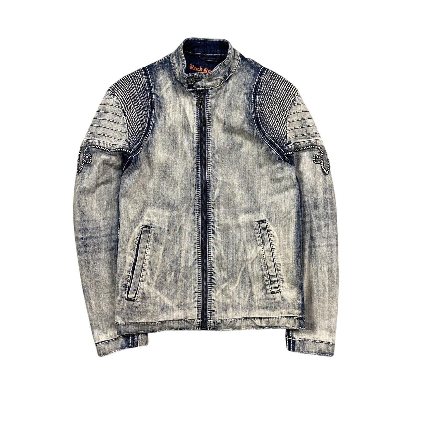 Rock Revival moto biker denim jacket washed vintage