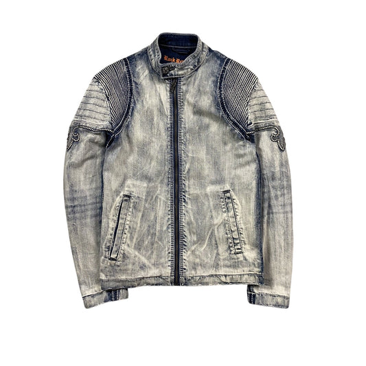 Rock Revival moto biker denim jacket washed vintage