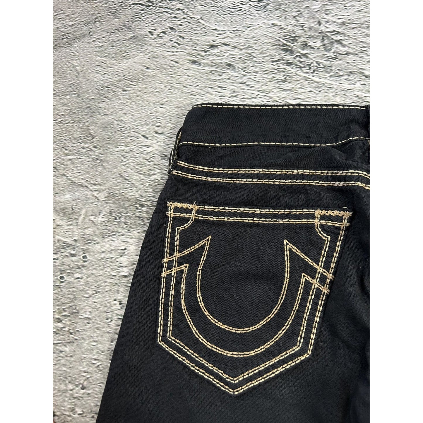 True Religion vintage black jeans denim thick stitching Y2K