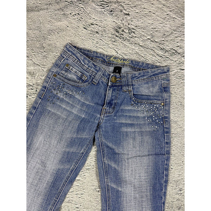 Southpole flared jeans denim pants Y2K rhinestones